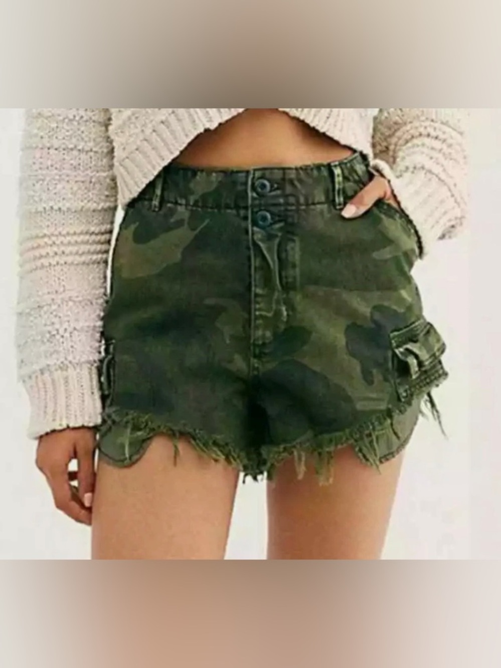 We The Free Green Camo Shorts